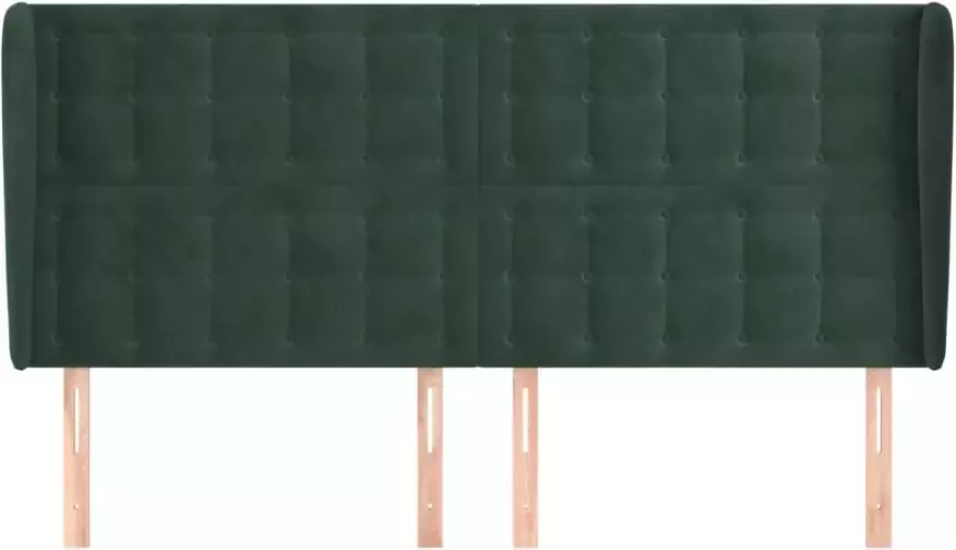 VIDAXL Hoofdbord met randen 203x23x118 128 cm fluweel donkergroen - Foto 2