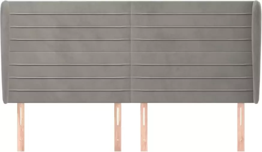 VidaXL Hoofdbord met randen 203x23x118 128 cm fluweel lichtgrijs - Foto 7