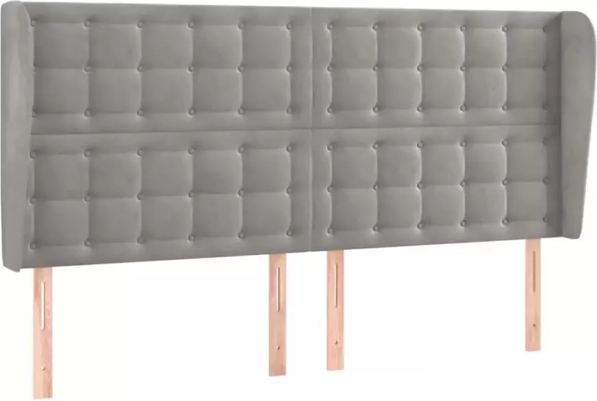 VidaXL Hoofdbord met randen 203x23x118 128 cm fluweel lichtgrijs - Foto 4