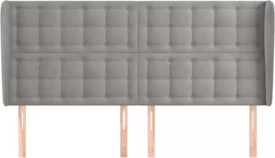 VidaXL Hoofdbord met randen 203x23x118 128 cm fluweel lichtgrijs - Foto 5