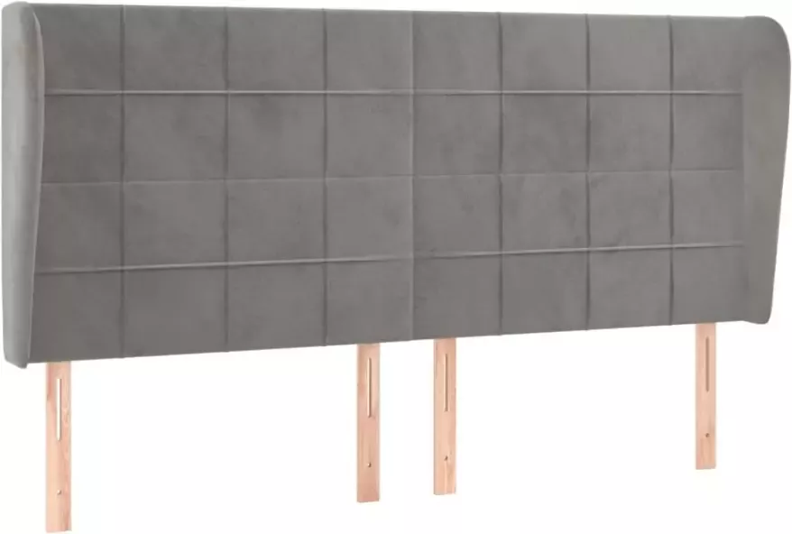 VidaXL Hoofdbord met randen 203x23x118 128 cm fluweel lichtgrijs - Foto 4