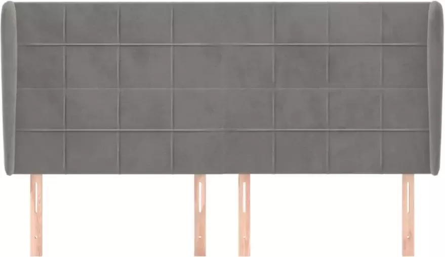 VidaXL Hoofdbord met randen 203x23x118 128 cm fluweel lichtgrijs - Foto 5