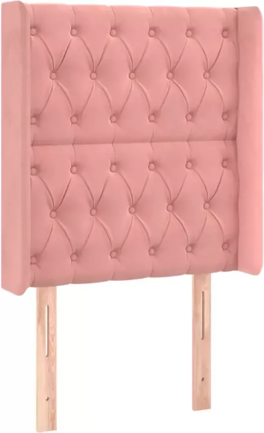 VIDAXL Hoofdbord met randen 83x16x118 128 cm fluweel roze - Foto 6