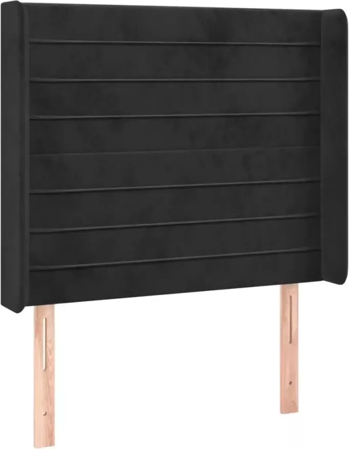 VIDAXL Hoofdbord met randen 83x16x118 128 cm fluweel zwart - Foto 2