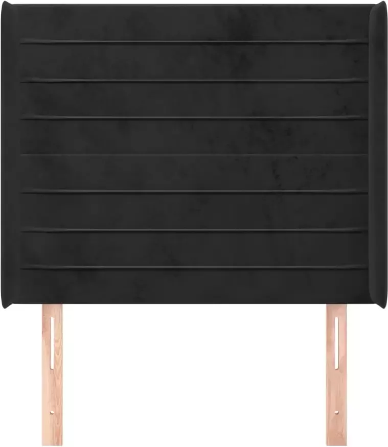 VIDAXL Hoofdbord met randen 83x16x118 128 cm fluweel zwart