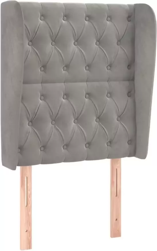 VidaXL Hoofdbord met randen 83x23x118 128 cm fluweel lichtgrijs - Foto 6
