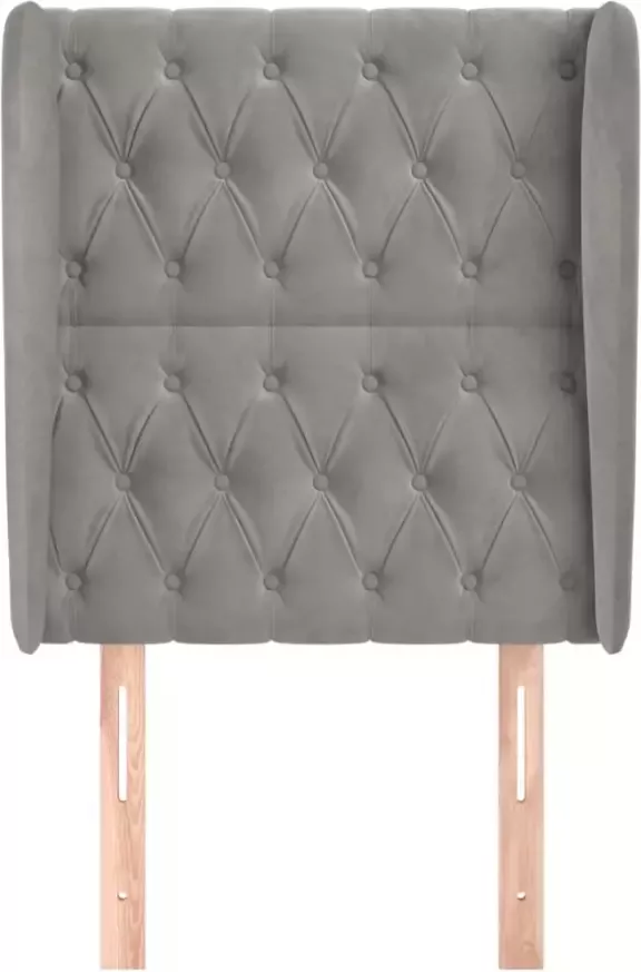 VidaXL Hoofdbord met randen 83x23x118 128 cm fluweel lichtgrijs - Foto 5