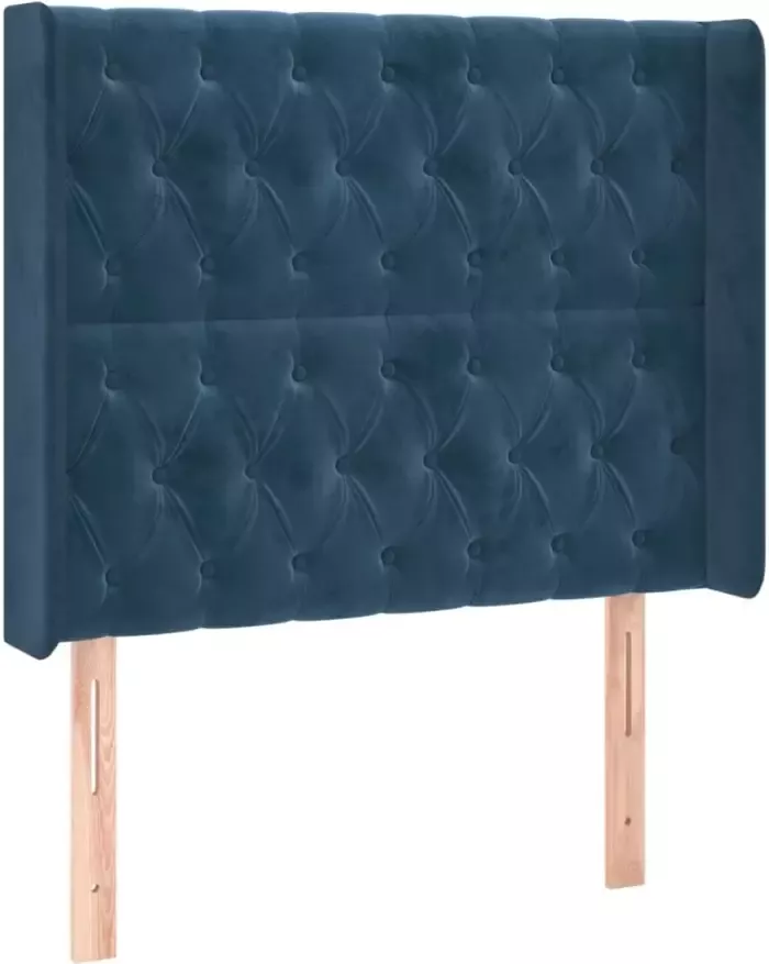 VIDAXL Hoofdbord met randen 93x16x118 128 cm fluweel donkerblauw - Foto 3