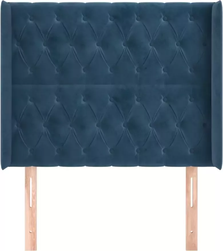 VIDAXL Hoofdbord met randen 93x16x118 128 cm fluweel donkerblauw - Foto 2