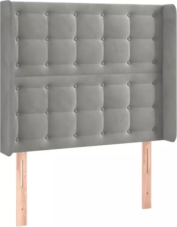 VIDAXL Hoofdbord met randen 93x16x118 128 cm fluweel lichtgrijs - Foto 8