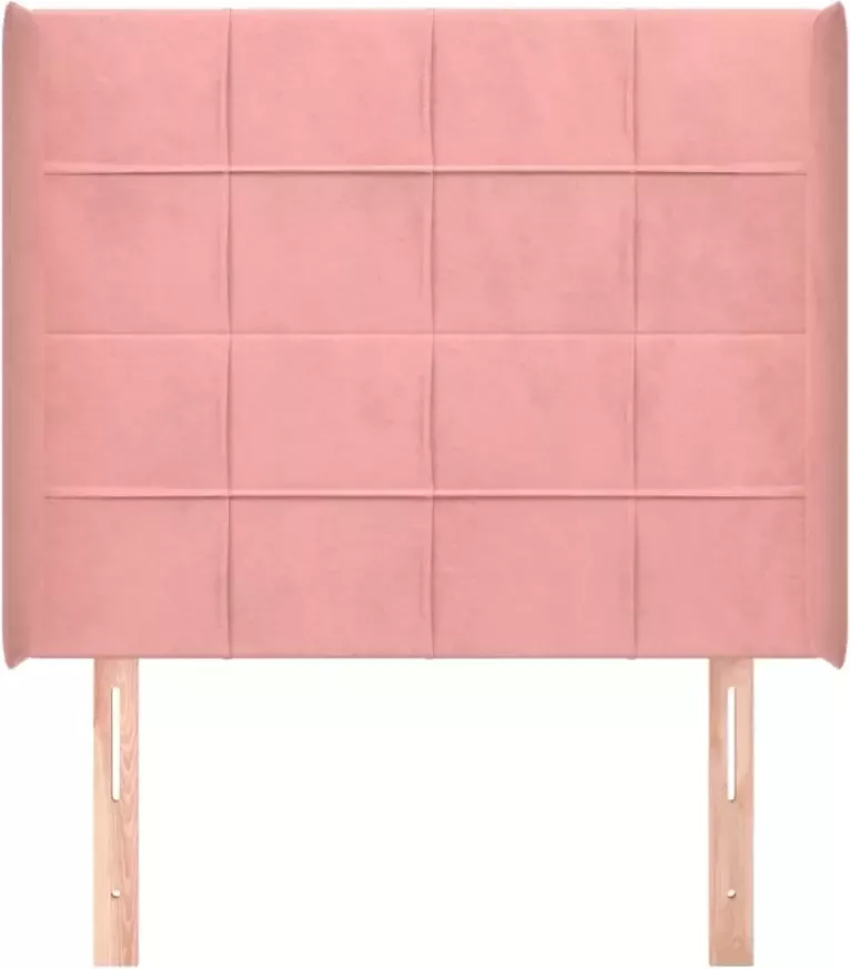 VIDAXL Hoofdbord met randen 93x16x118 128 cm fluweel roze - Foto 4