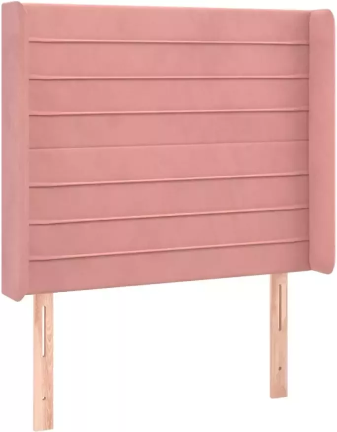 VIDAXL Hoofdbord met randen 93x16x118 128 cm fluweel roze