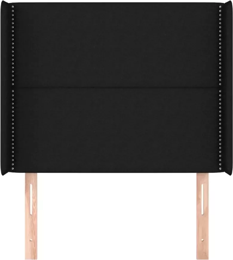 VIDAXL Hoofdbord met randen 93x16x118 128 cm stof zwart - Foto 3