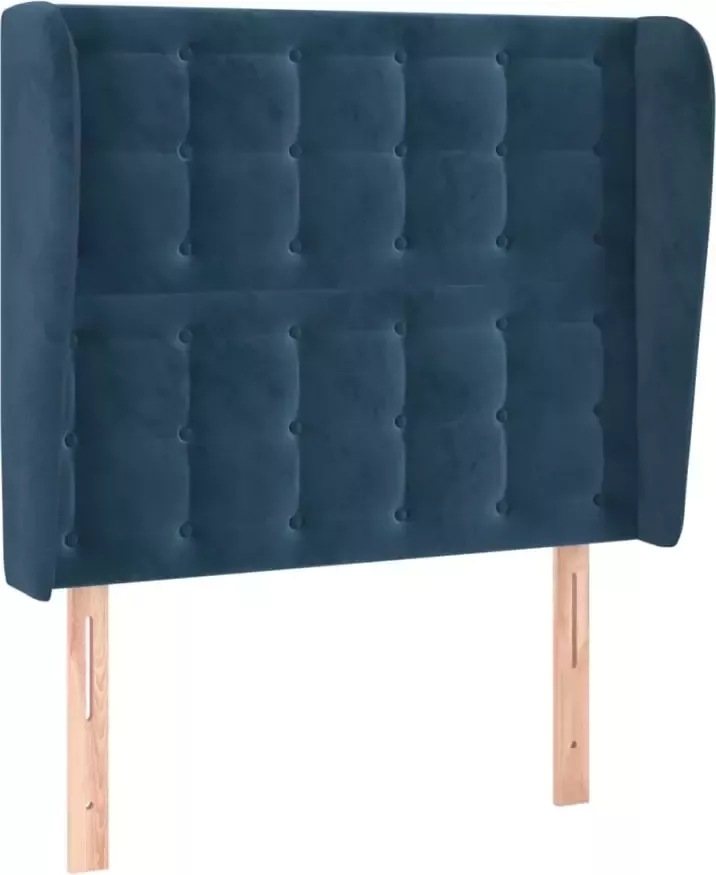 VIDAXL Hoofdbord met randen 93x23x118 128 cm fluweel donkerblauw - Foto 6