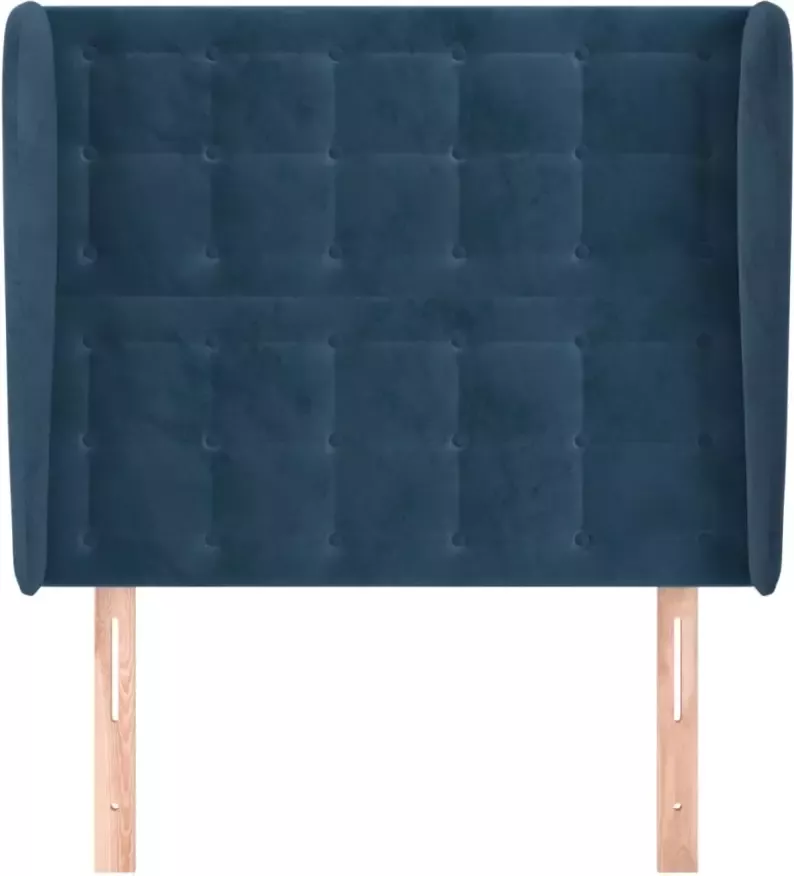 VIDAXL Hoofdbord met randen 93x23x118 128 cm fluweel donkerblauw - Foto 3