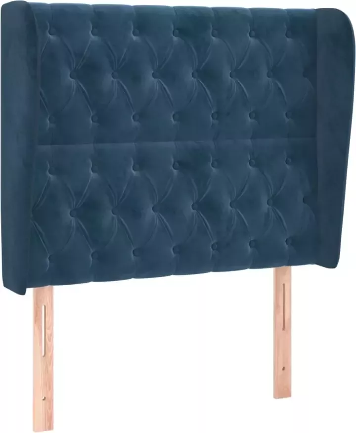 VIDAXL Hoofdbord met randen 93x23x118 128 cm fluweel donkerblauw - Foto 3