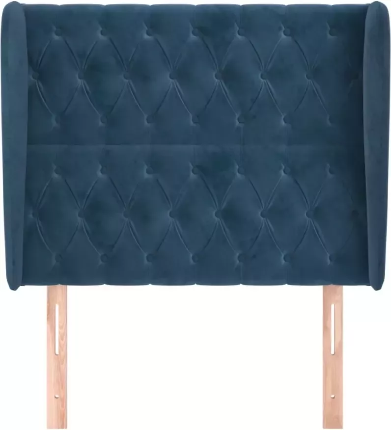 VIDAXL Hoofdbord met randen 93x23x118 128 cm fluweel donkerblauw - Foto 2