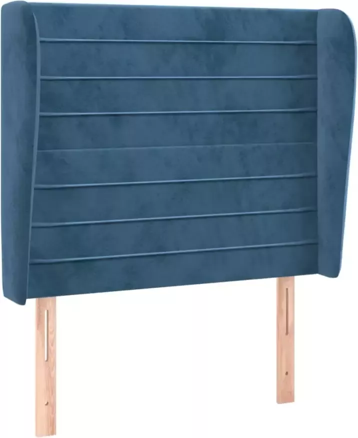 VIDAXL Hoofdbord met randen 93x23x118 128 cm fluweel donkerblauw - Foto 4