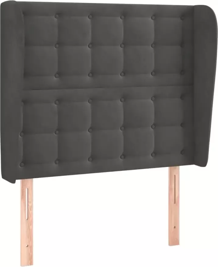 VIDAXL Hoofdbord met randen 93x23x118 128 cm fluweel donkergrijs - Foto 4