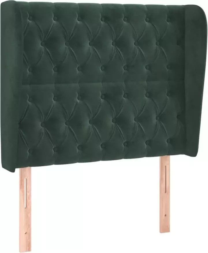 VIDAXL Hoofdbord met randen 93x23x118 128 cm fluweel donkergroen - Foto 4