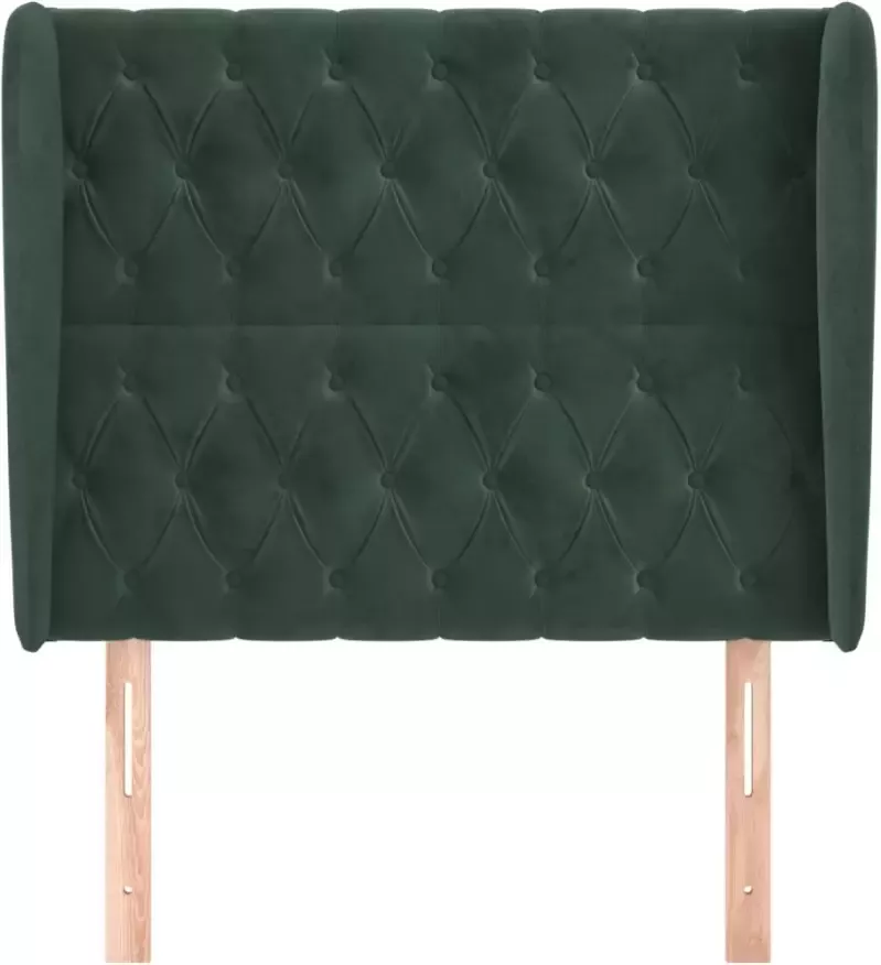 VIDAXL Hoofdbord met randen 93x23x118 128 cm fluweel donkergroen - Foto 2