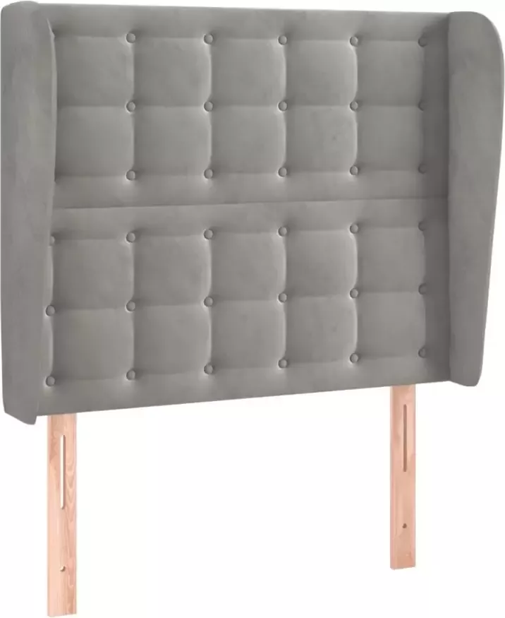 VIDAXL Hoofdbord met randen 93x23x118 128 cm fluweel lichtgrijs - Foto 8