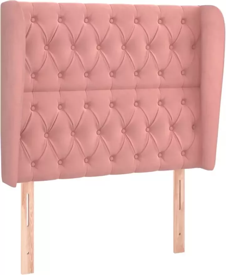 VIDAXL Hoofdbord met randen 93x23x118 128 cm fluweel roze - Foto 4