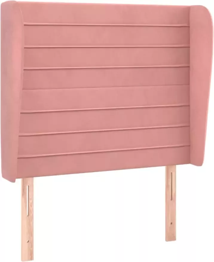 VIDAXL Hoofdbord met randen 93x23x118 128 cm fluweel roze - Foto 4