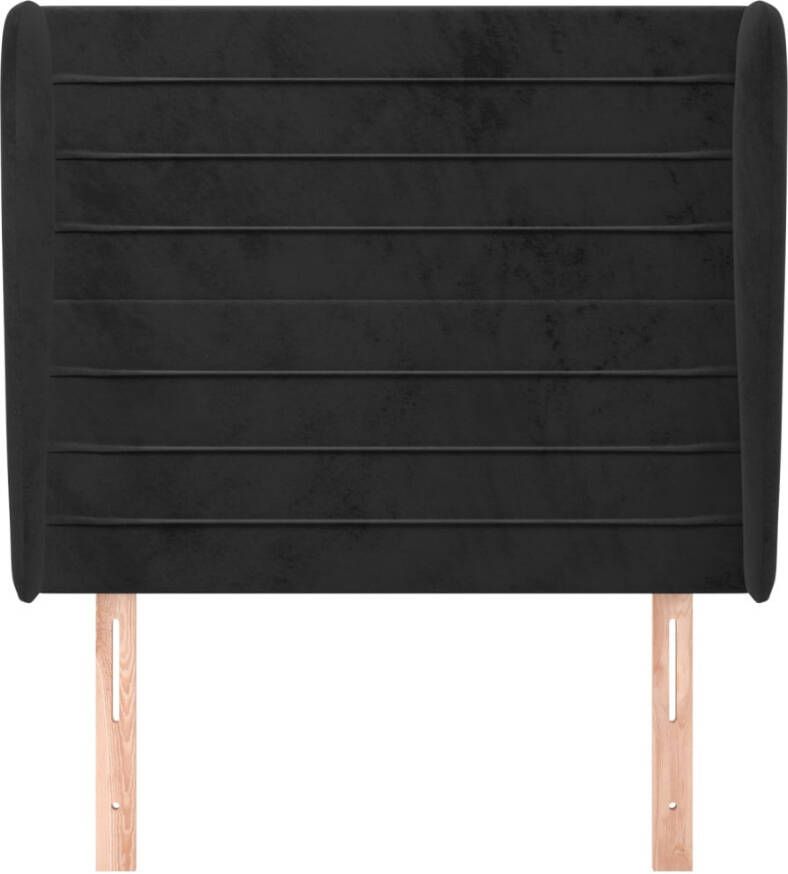 VIDAXL Hoofdbord met randen 93x23x118 128 cm fluweel zwart - Foto 2