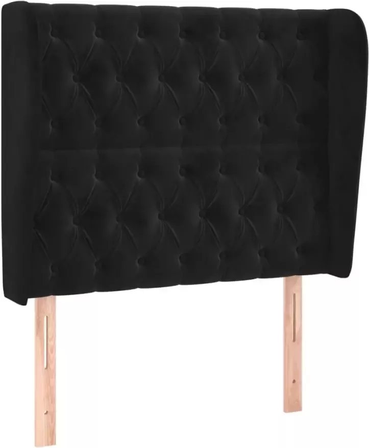 VIDAXL Hoofdbord met randen 93x23x118 128 cm fluweel zwart - Foto 3