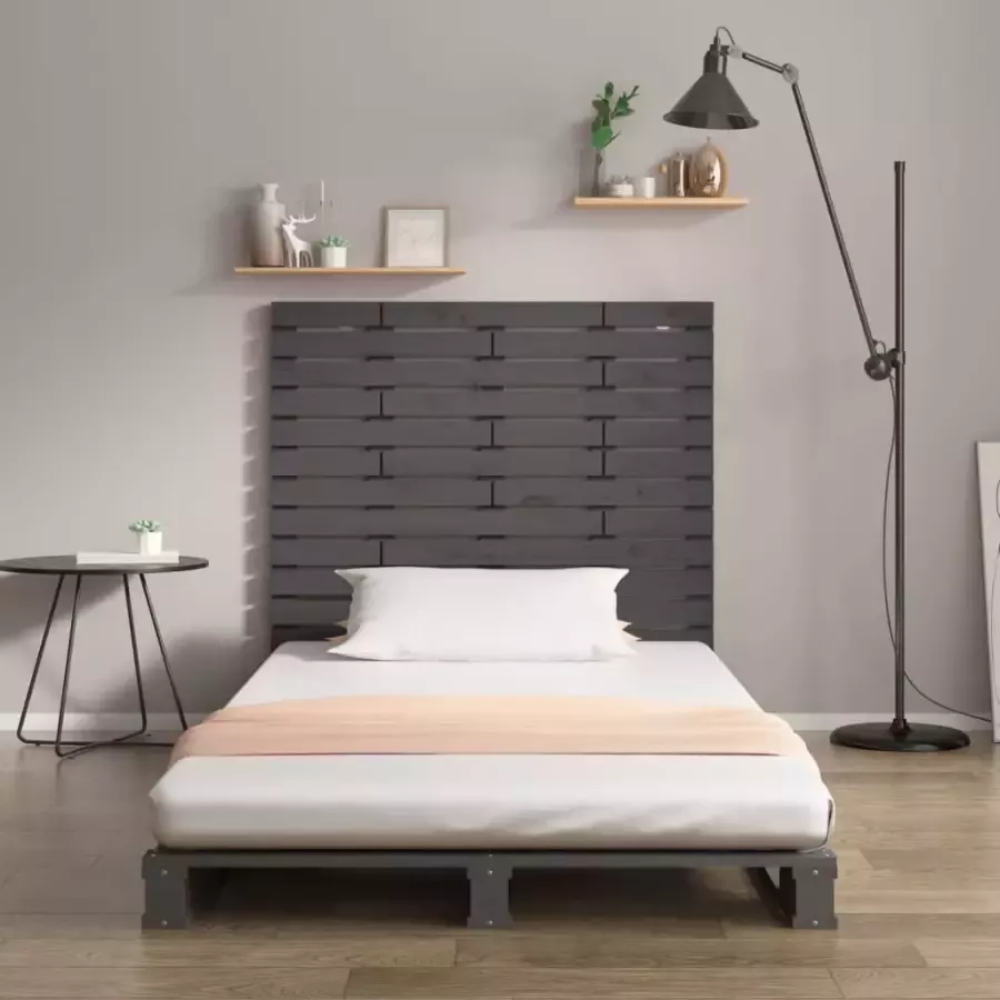 VIDAXL Hoofdbord wandmontage 106x3x91 5 cm massief grenenhout grijs - Foto 2