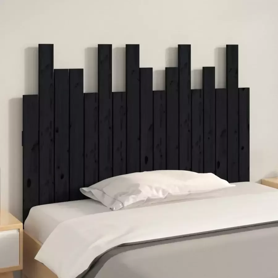 VIDAXL Hoofdbord wandmontage 108x3x80 cm massief grenenhout zwart - Foto 2