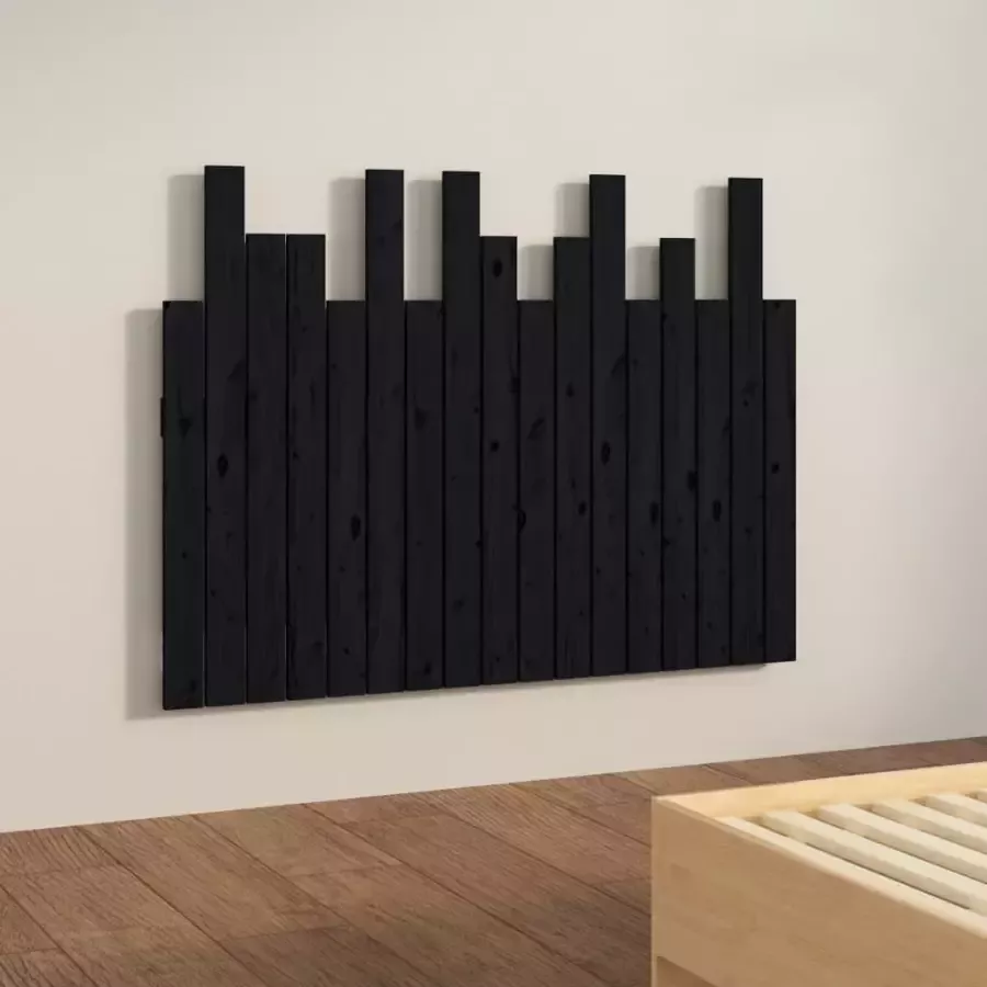 VIDAXL Hoofdbord wandmontage 108x3x80 cm massief grenenhout zwart - Foto 3