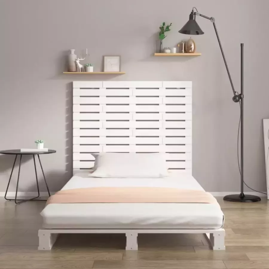 VIDAXL Hoofdbord wandmontage 126x3x91 5 cm massief grenenhout wit - Foto 2