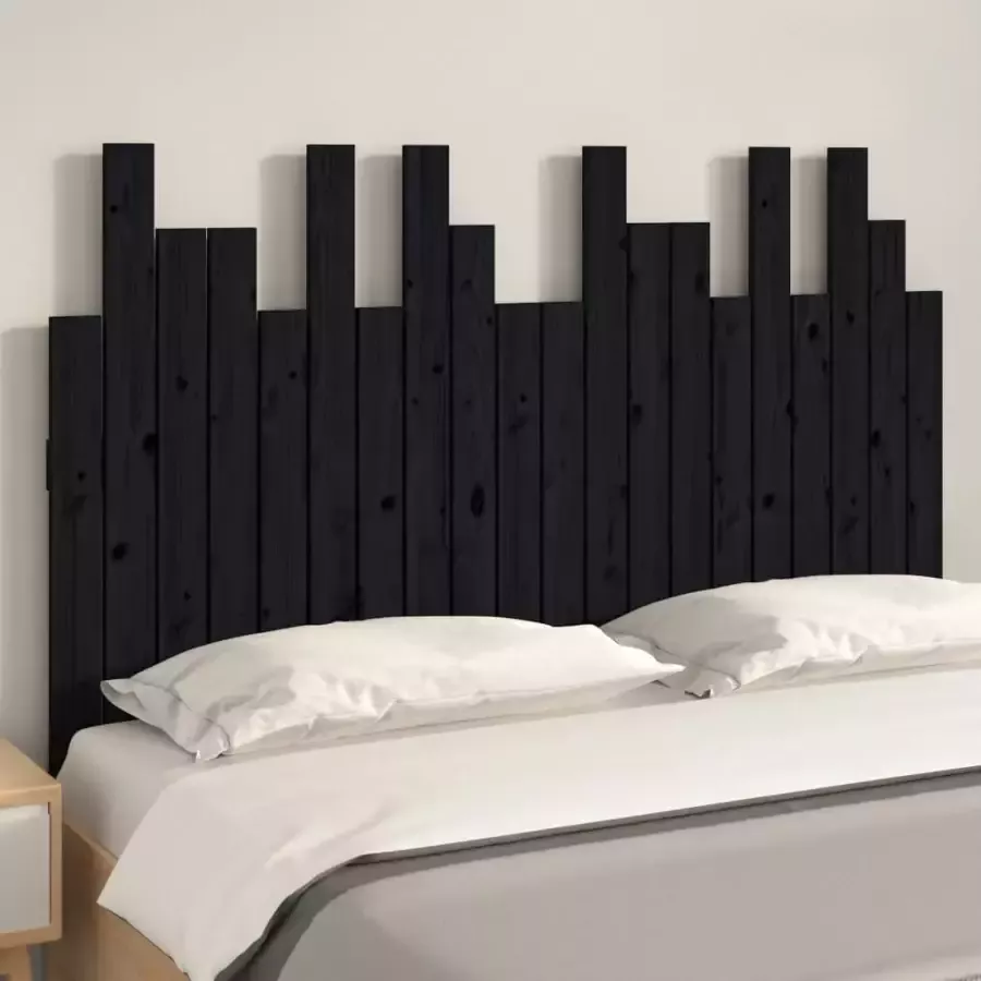 VIDAXL Hoofdbord wandmontage 127 5x3x80 cm massief grenenhout zwart - Foto 2