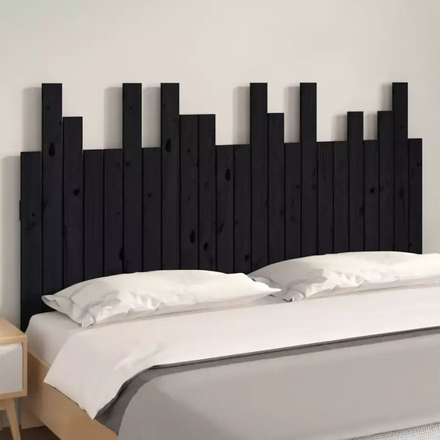 VIDAXL Hoofdbord wandmontage 146 5x3x80 cm massief grenenhout zwart - Foto 2