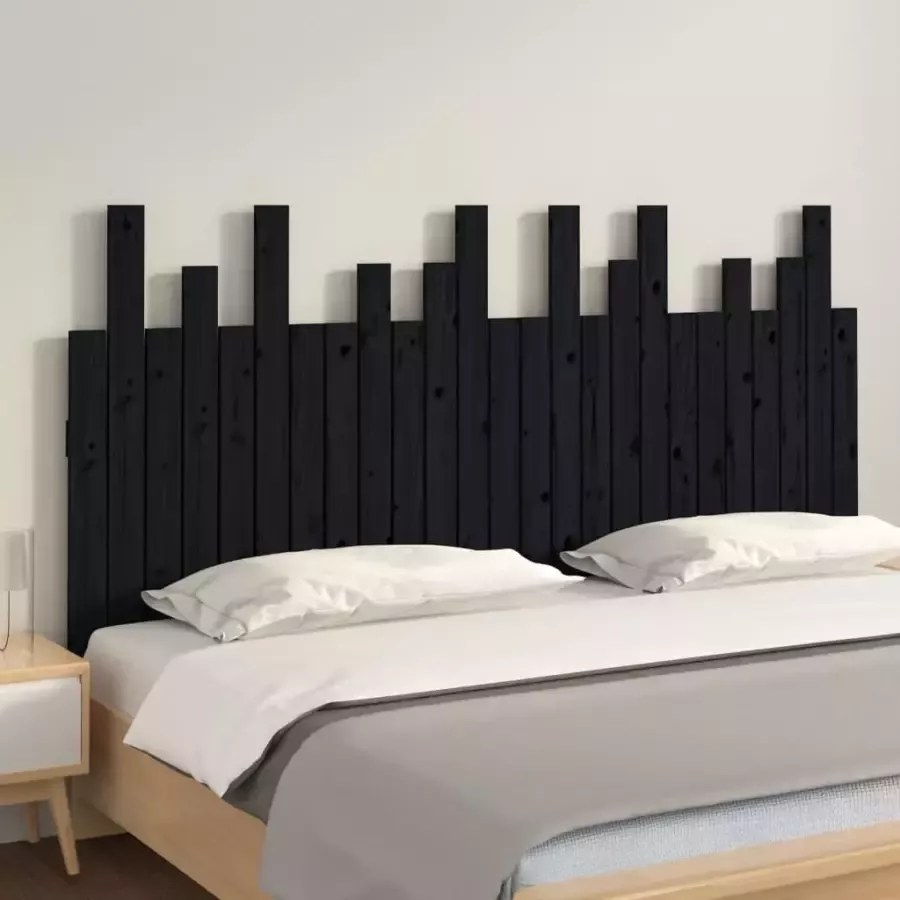 VIDAXL Hoofdbord wandmontage 159 5x3x80 cm massief grenenhout zwart - Foto 2