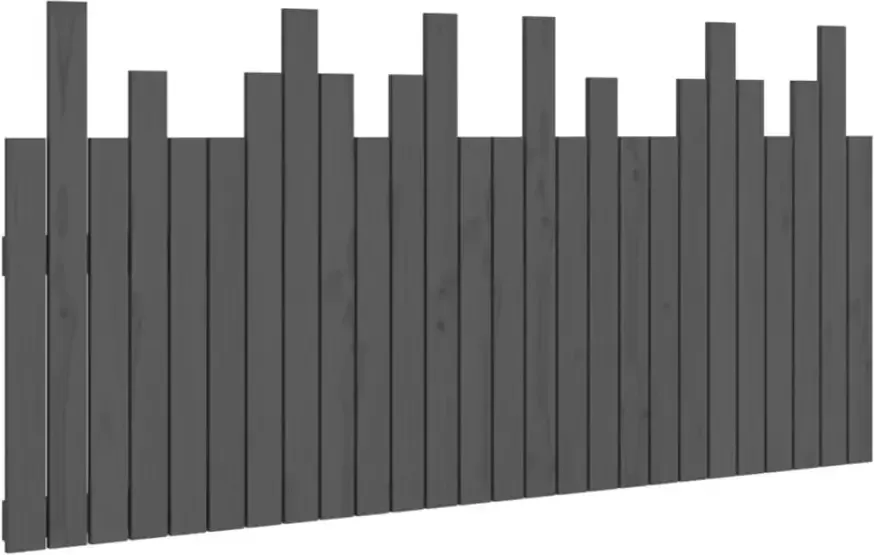 VIDAXL Hoofdbord wandmontage 166x3x80 cm massief grenenhout grijs - Foto 4
