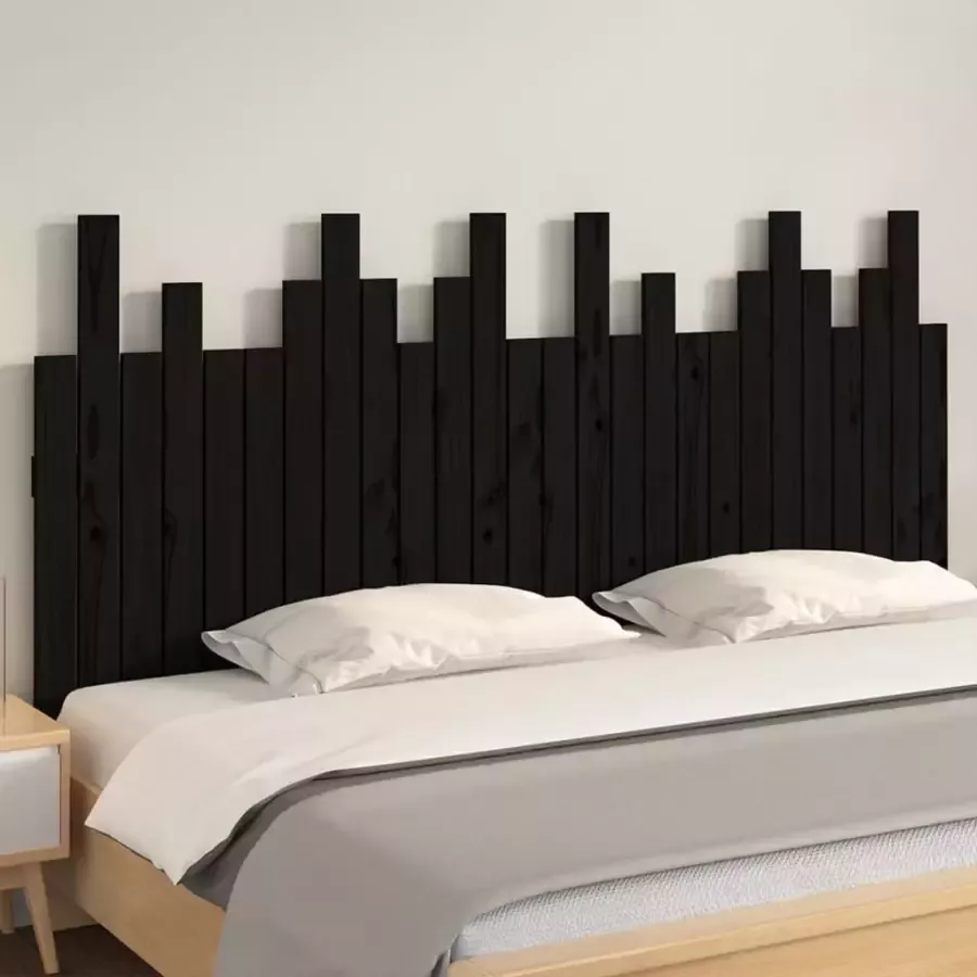 VIDAXL Hoofdbord wandmontage 166x3x80 cm massief grenenhout zwart - Foto 2