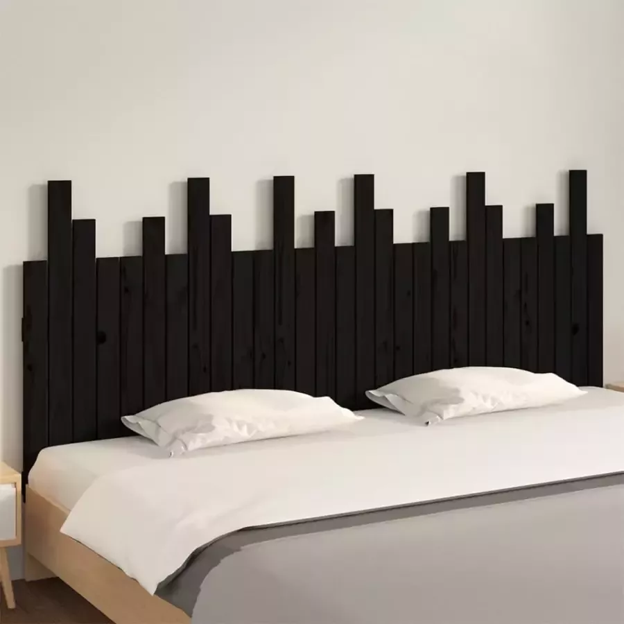 VIDAXL Hoofdbord wandmontage 185x3x80 cm massief grenenhout zwart - Foto 2