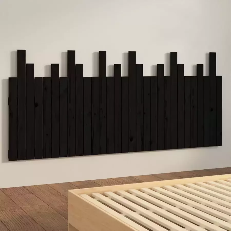 VIDAXL Hoofdbord wandmontage 185x3x80 cm massief grenenhout zwart - Foto 3