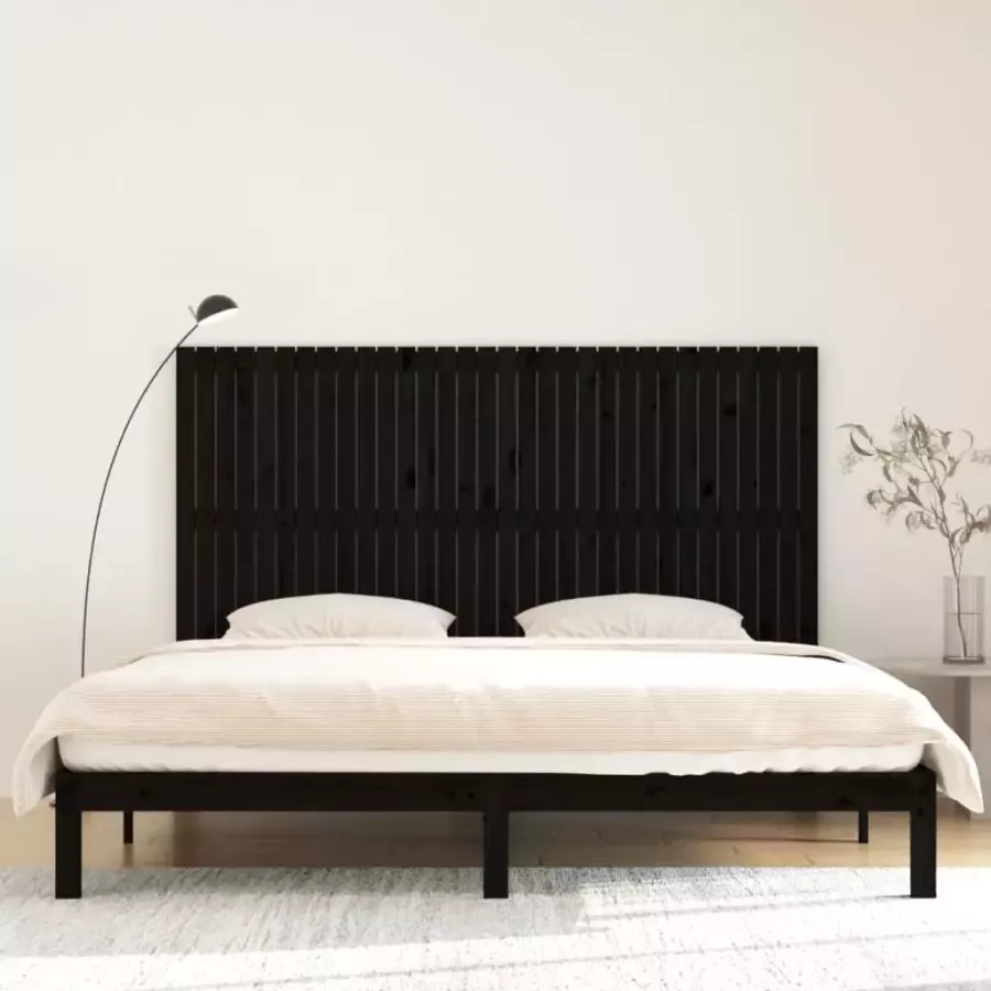 VIDAXL Hoofdbord wandmontage 204x3x110 cm massief grenenhout zwart - Foto 2