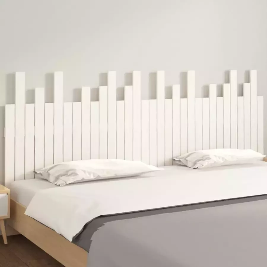 VIDAXL Hoofdbord wandmontage 204x3x80 cm massief grenenhout wit - Foto 2