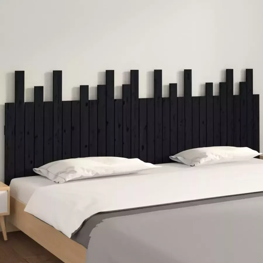 VIDAXL Hoofdbord wandmontage 204x3x80 cm massief grenenhout zwart - Foto 2