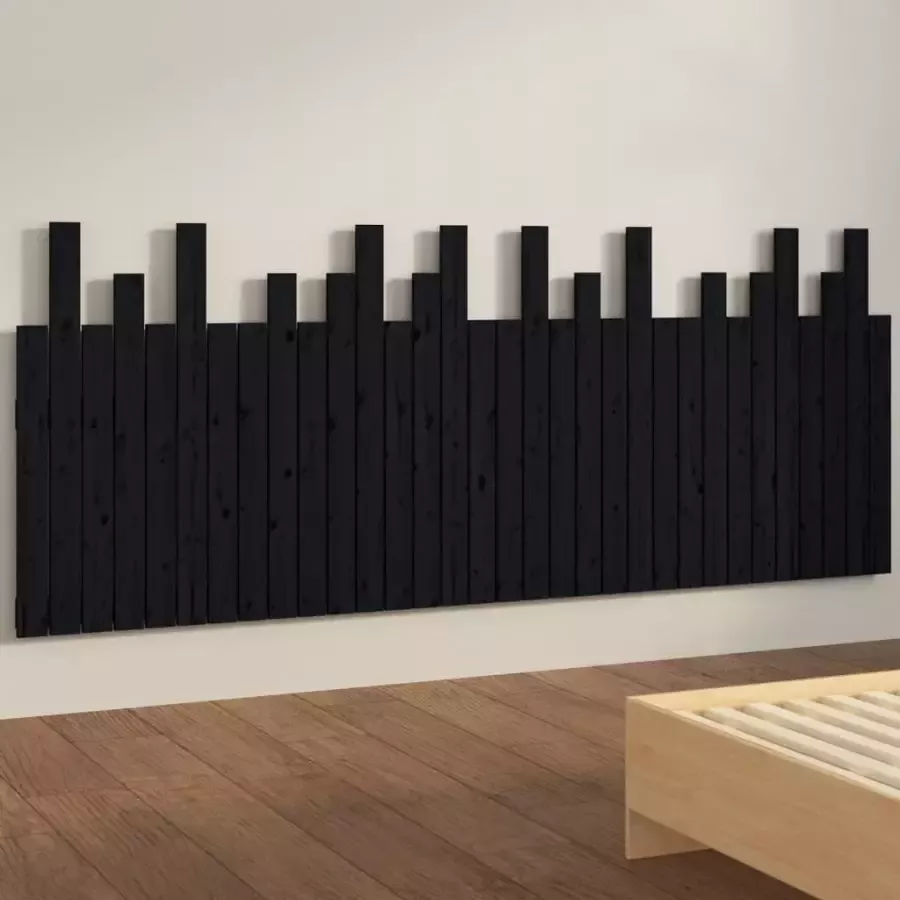 VIDAXL Hoofdbord wandmontage 204x3x80 cm massief grenenhout zwart - Foto 3