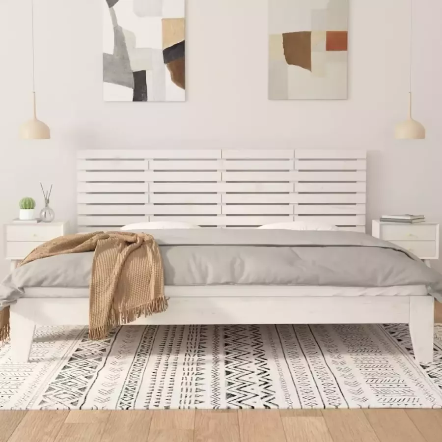 VIDAXL Hoofdbord wandmontage 206x3x63 cm massief grenenhout wit - Foto 2