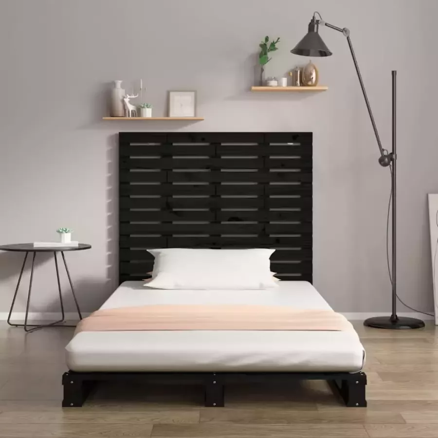 VIDAXL Hoofdbord wandmontage 81x3x91 5 cm massief grenenhout zwart - Foto 2