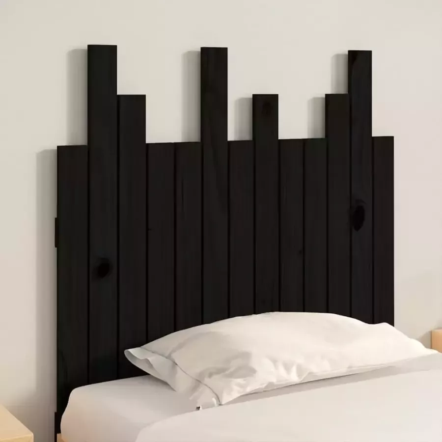 VIDAXL Hoofdbord wandmontage 82 5x3x80 cm massief grenenhout zwart - Foto 2