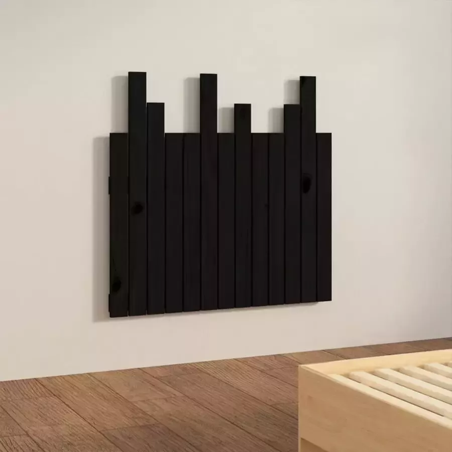 VIDAXL Hoofdbord wandmontage 82 5x3x80 cm massief grenenhout zwart - Foto 3
