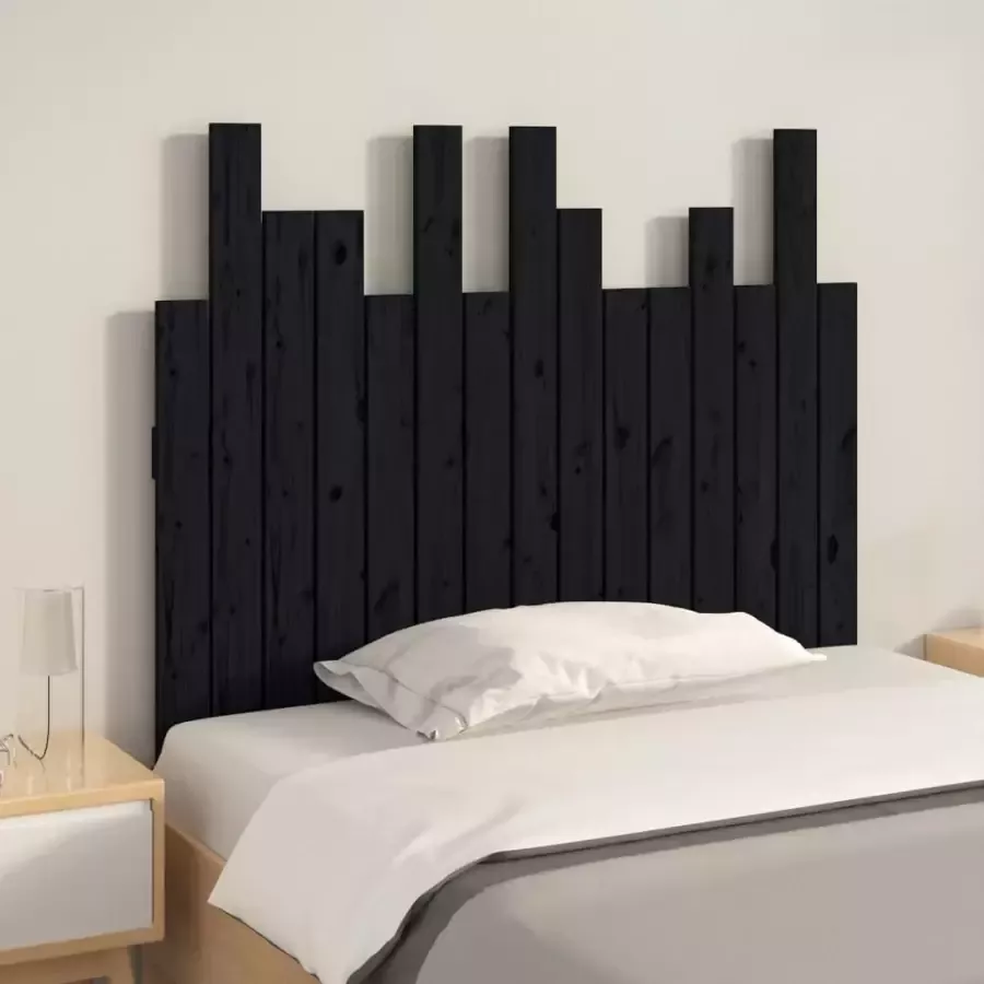 VIDAXL Hoofdbord wandmontage 95 5x3x80 cm massief grenenhout zwart - Foto 2